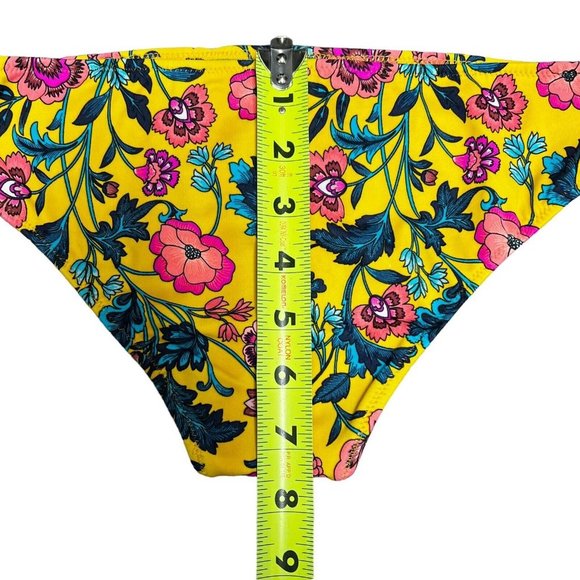 New Shade & Shore Bikini Bottoms XS Yellow Floral Swim Bottoms X-Small NWOT - Picture 5 of 7